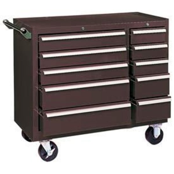 Kennedy K1800 Series Roller Cabinet, 10 Drawer, Brown, 39-1/2 in W x 18 in D x 35 in H 310XB